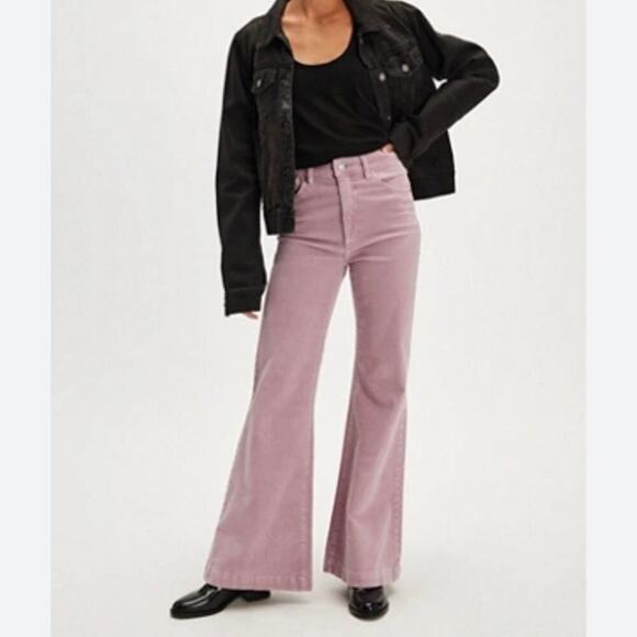 ROLLA'S Eastcoast Flare High Rise Corduroy Stretch Pants in Purple, Size 26 - Picture 1 of 16